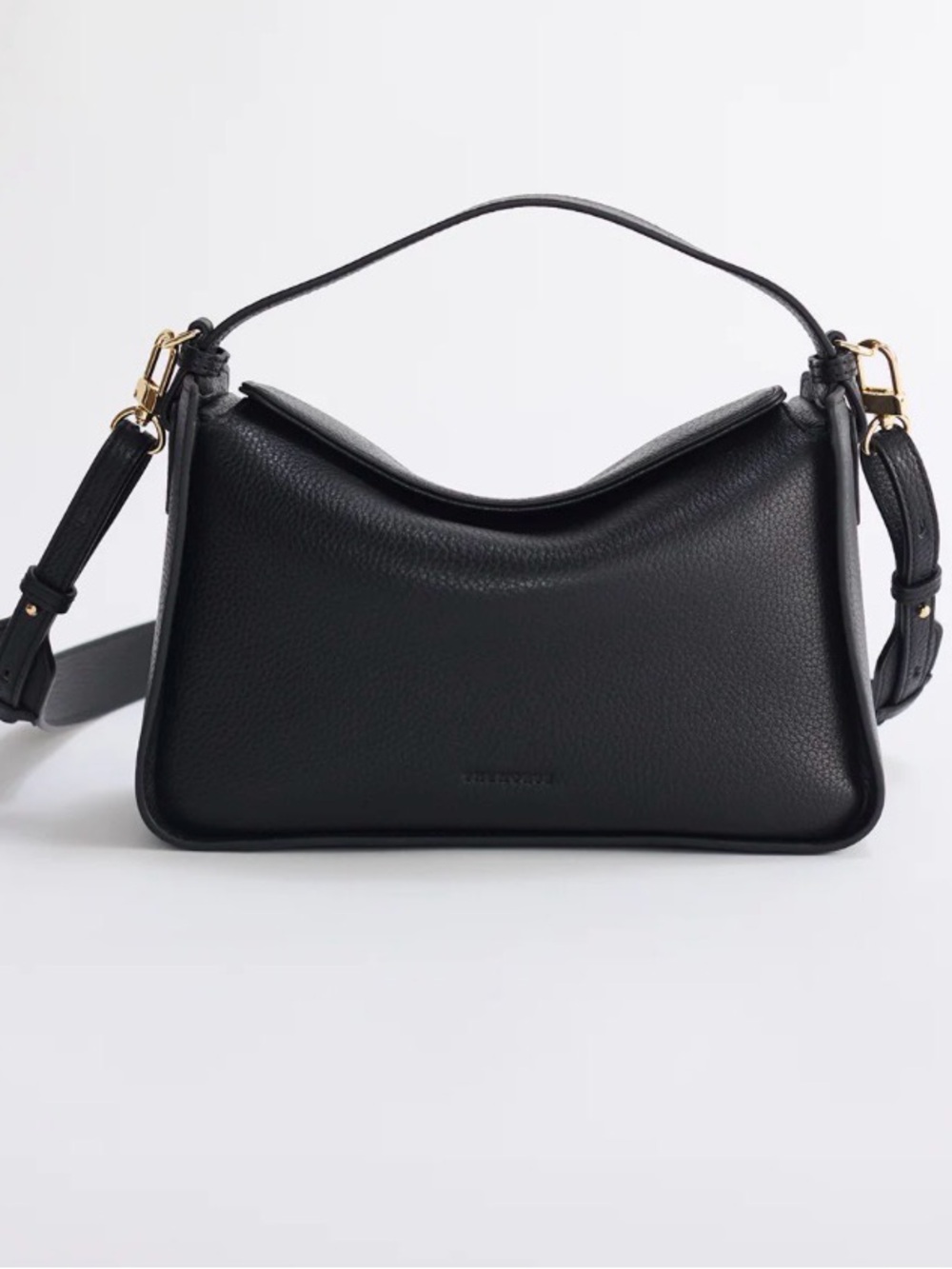 The Horse Black Leather Shoulder Bag with Gold Hardware